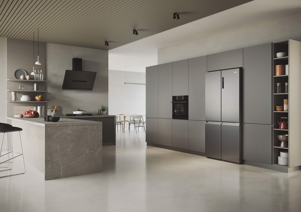 Haier HCR5919ENMP Libera installazione 528 L Platino, Acciaio inox