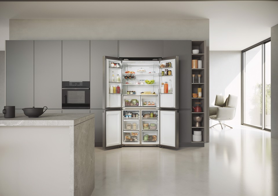 Haier HCR5919ENMP Libera installazione 528 L Platino, Acciaio inox
