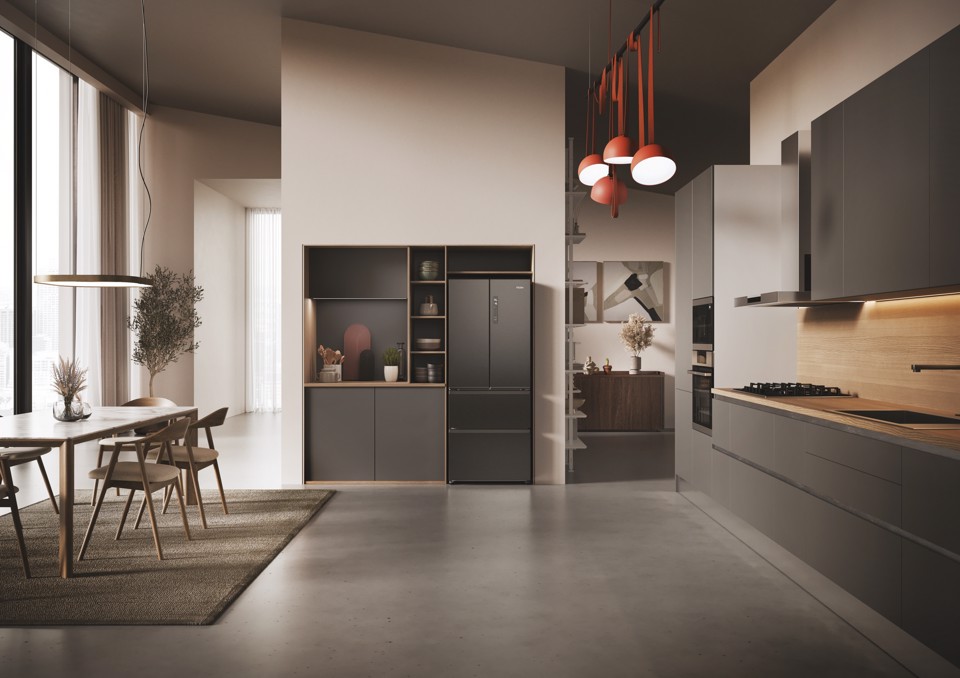 Haier HFR3718ENMD Libera installazione 402 L Acciaio inox