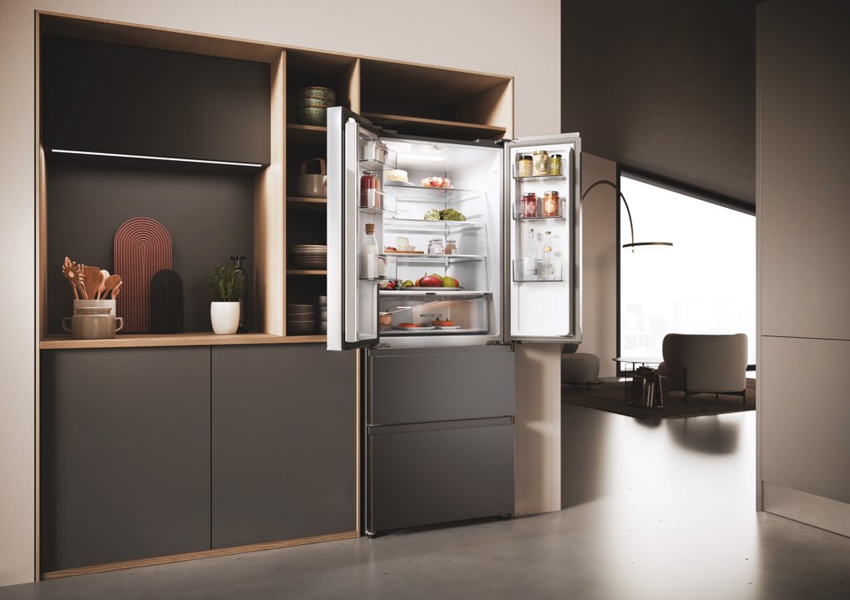 Haier HFR3718ENMD Libera installazione 402 L Acciaio inox