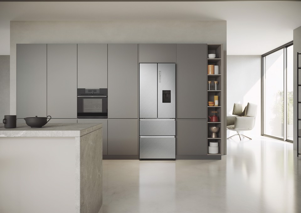 Haier HFR5719EWMG Libera installazione 444 L Argento