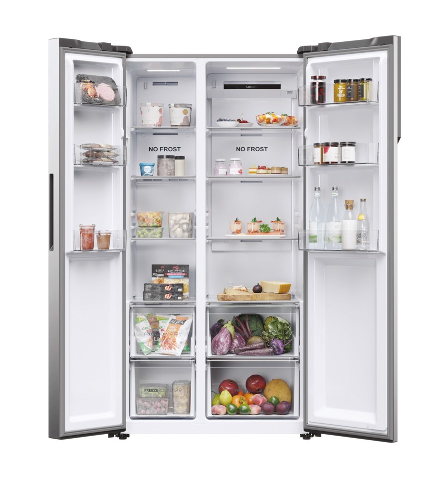 Haier SBS 90 Series 5 HSR5918DNMP Libera installazione 528 L Platino, Acciaio inox