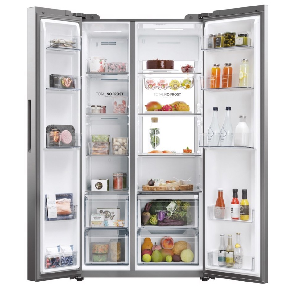 Haier HSW79F18ANMM frigorifero side-by-side Incasso/libero 611 L A Platino, Acciaio inox