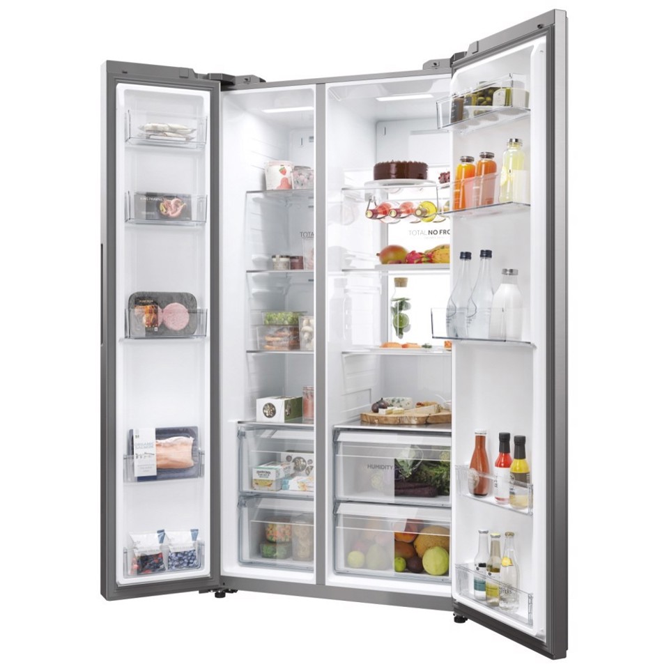 Haier HSW79F18ANMM frigorifero side-by-side Incasso/libero 611 L A Platino, Acciaio inox
