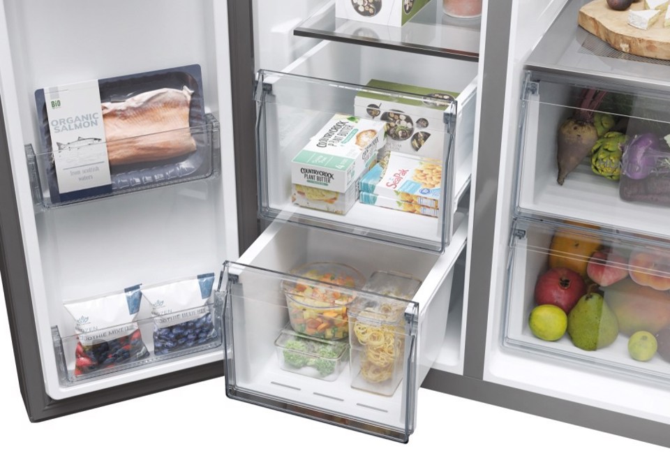 Haier HSW79F18ANMM frigorifero side-by-side Incasso/libero 611 L A Platino, Acciaio inox