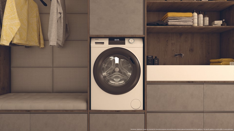 Haier I-Pro Series 1 Serie 1, Lavatrice Carica Frontale 10 KG, 20% più efficente della classe A, 1400 giri, Bianco, Inverter, Refresh, HW100-BP14929A-S