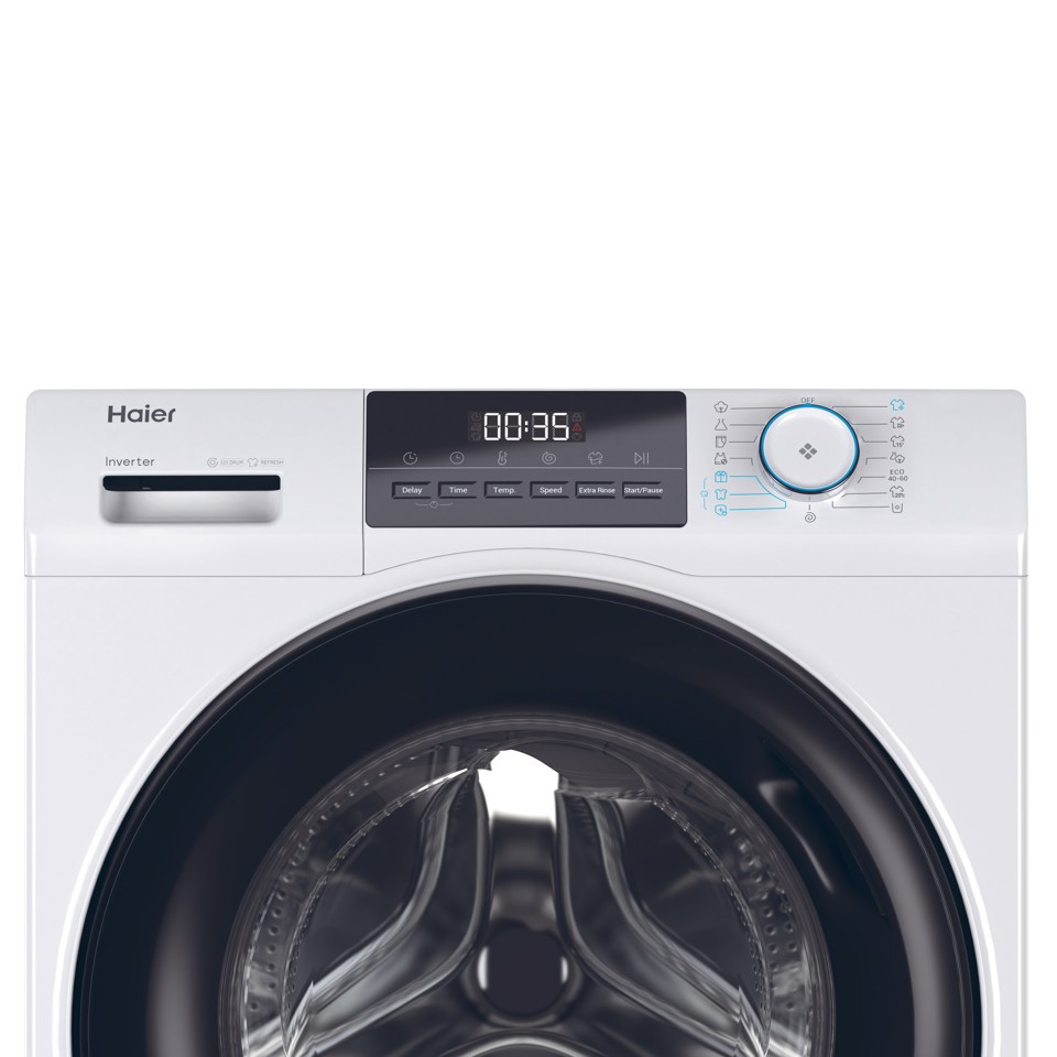Haier I-Pro Serie 1 Serie 1, Lavatrice Slim 8 KG, 10% più efficente della classe A, 1400 giri, Bianco, Inverter, Refresh, HW80-BP14929A-S
