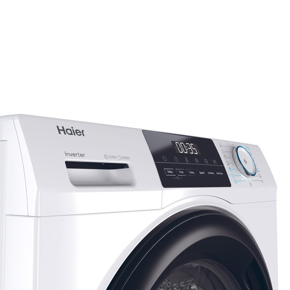 Haier I-Pro Serie 1 Serie 1, Lavatrice Slim 8 KG, 10% più efficente della classe A, 1400 giri, Bianco, Inverter, Refresh, HW80-BP14929A-S