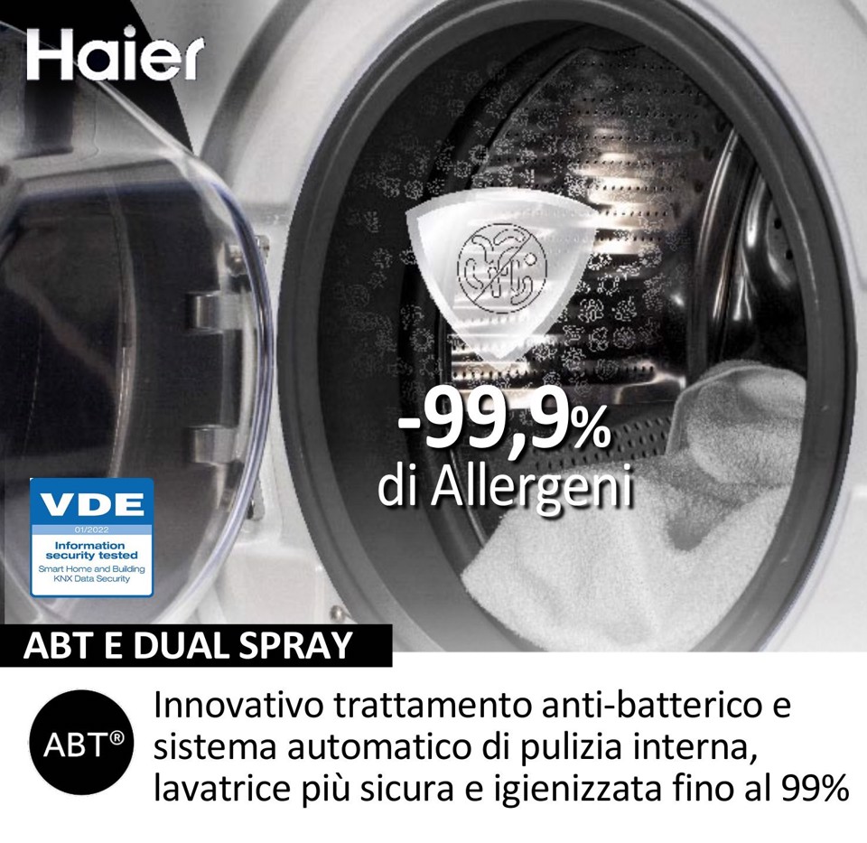 Haier I-Pro Serie 1 Serie 1, Lavatrice Slim 8 KG, 10% più efficente della classe A, 1400 giri, Bianco, Inverter, Refresh, HW80-BP14929A-S