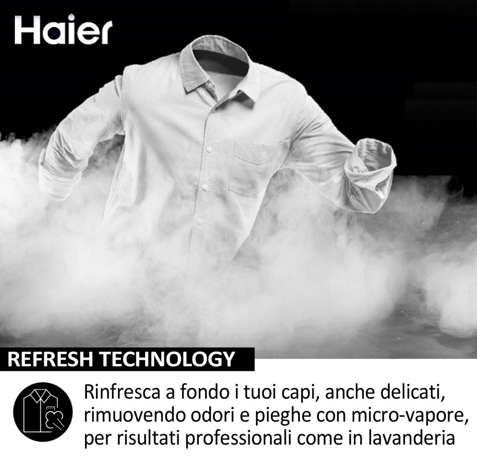 Haier I-Pro Serie 1 Serie 1, Lavatrice Slim 8 KG, 10% più efficente della classe A, 1400 giri, Bianco, Inverter, Refresh, HW80-BP14929A-S