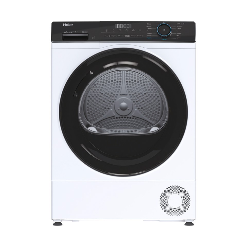 Haier I-Pro Serie 3, Asciugatrice 9 KG, Classe C, Bianco, Inverter, I-Refresh, Wi-Fi, Hygienic, HD90-A3939E-IT