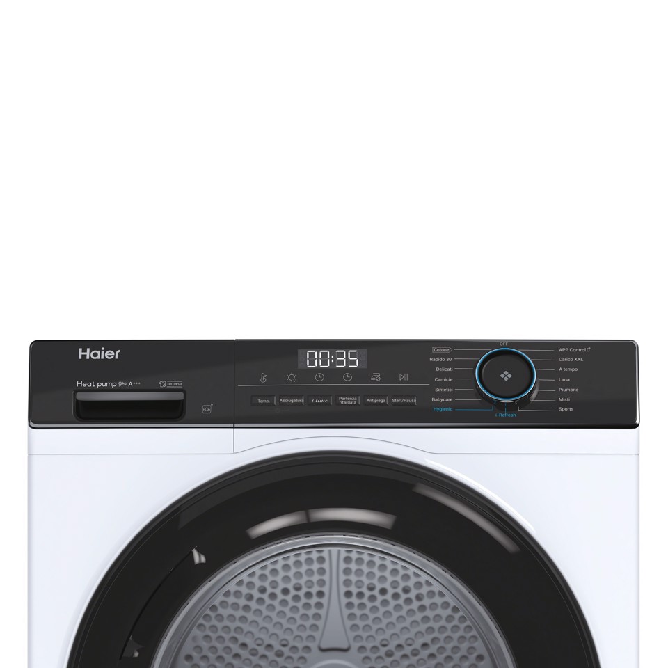 Haier I-Pro Serie 3, Asciugatrice 9 KG, Classe C, Bianco, Inverter, I-Refresh, Wi-Fi, Hygienic, HD90-A3939E-IT