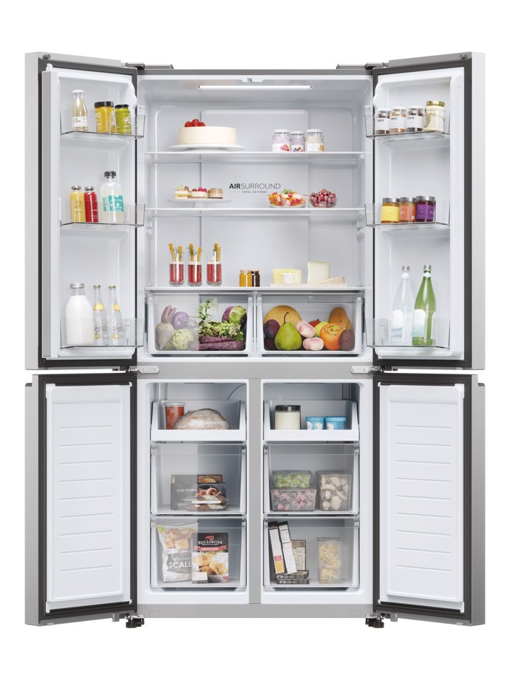 Haier Multidoor HCR3818ENMM ClasseE 467lt-Platino, Stainless steel