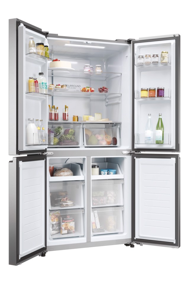 Haier Multidoor HCR3818ENMM ClasseE 467lt-Platino, Stainless steel