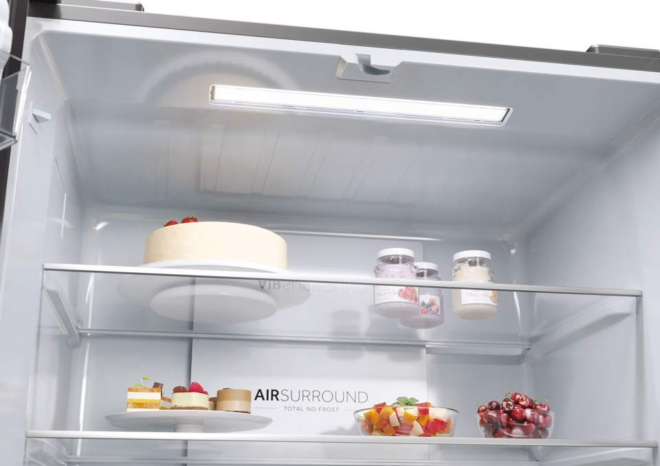 Haier Multidoor HCR3818ENMM ClasseE 467lt-Platino, Stainless steel