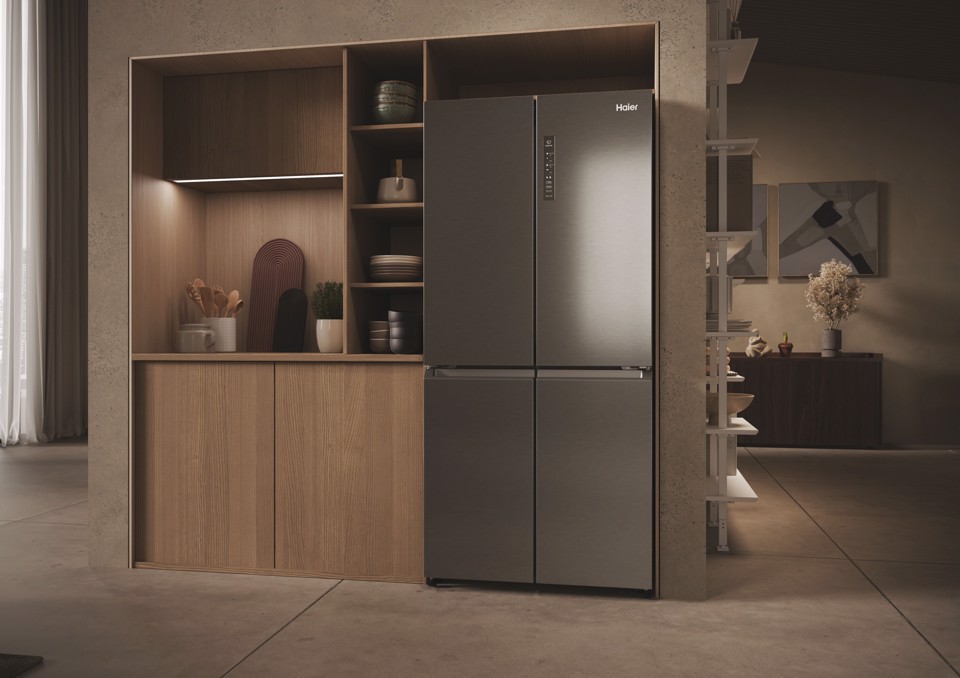 Haier Multidoor HCR3818ENMM ClasseE 467lt-Platino, Stainless steel