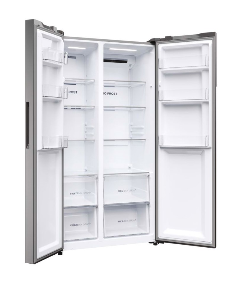 Haier SBS 90 Serie 5 HSR5918DNMP frigorifero side-by-side Libera installazione 528 L D Platino, Acciaio inossidabile