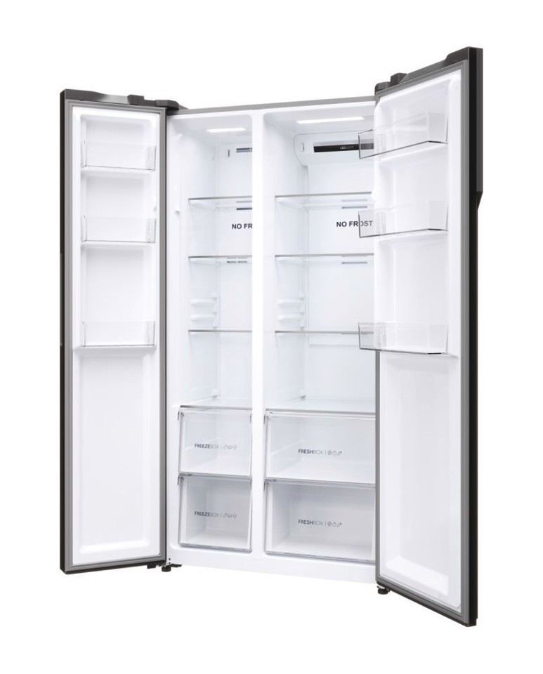 Haier SBS 90 Serie 5 HSR5918DNMP frigorifero side-by-side Libera installazione 528 L D Platino, Acciaio inossidabile