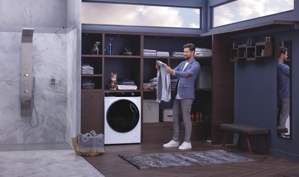 Haier SuperDrum, Lavatrice Carica Frontale 15 KG, Classe A, 1400 giri, Bianco, Inverter, Refresh, HW150-BP14986EIT