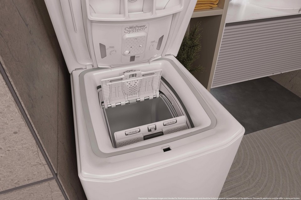 Haier T Series 7, Lavatrice Carica dall'alto 7 KG, 15% più efficente della classe A, 1200 giri, Bianco, Inverter, Vapore, THASN276TM7-S