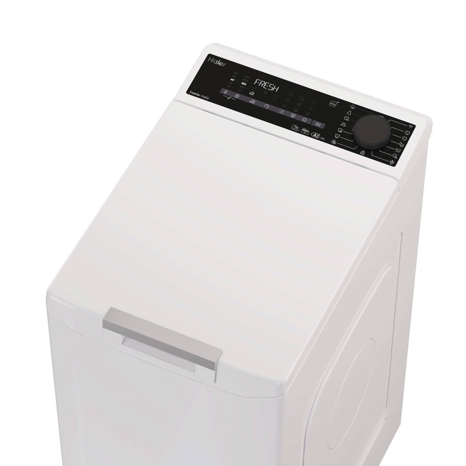 Haier T Series 7, Lavatrice Carica dall'alto 7 KG, 15% più efficente della classe A, 1200 giri, Bianco, Inverter, Vapore, THASN276TM7-S