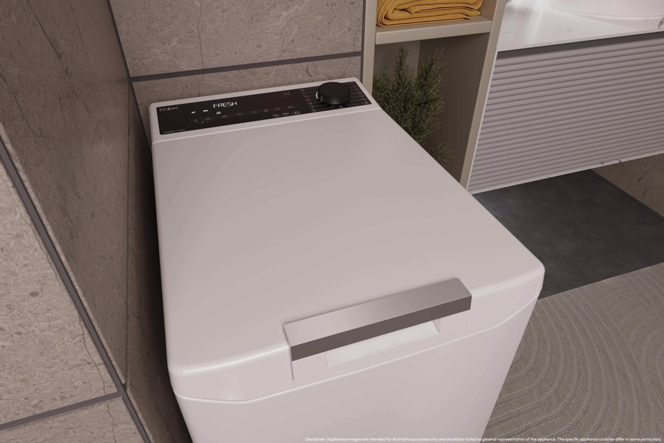 Haier T Series 7, Lavatrice Carica dall'alto 7 KG, 15% più efficente della classe A, 1200 giri, Bianco, Inverter, Vapore, THASN276TM7-S