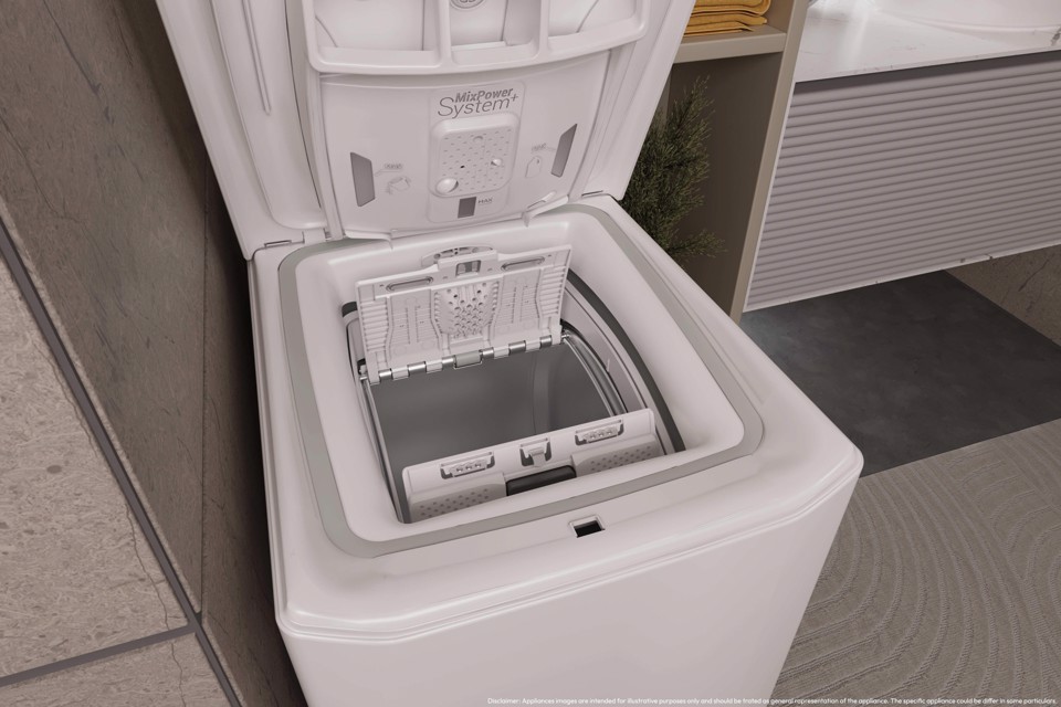 Haier T Series 7, Lavatrice Carica dall'alto 7 KG, 15% più efficente della classe A, 1200 giri, Bianco, Inverter, Vapore, THASN276TM7-S