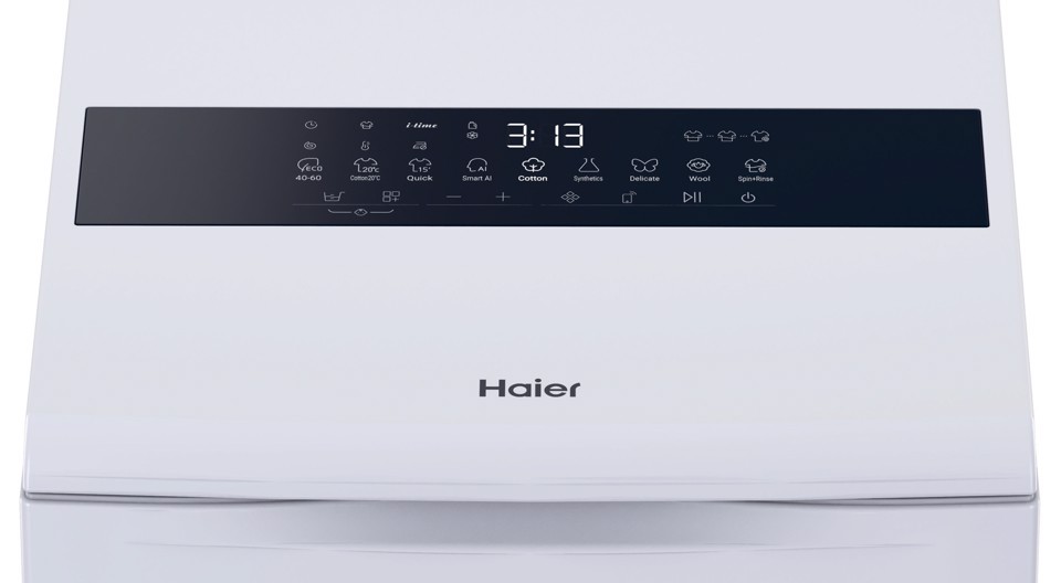 Haier T Series 9, Lavatrice Carica dall'alto 9 KG, Classe A, 1300 giri, Bianco, Inverter, Vapore, Wi-Fi, HW90-BPD13386U-S