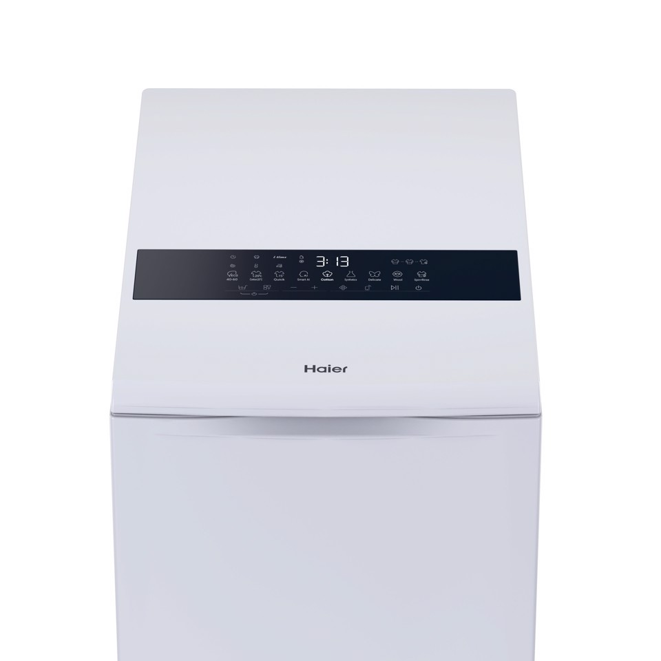 Haier T Series 9, Lavatrice Carica dall'alto 9 KG, Classe A, 1300 giri, Bianco, Inverter, Vapore, Wi-Fi, HW90-BPD13386U-S