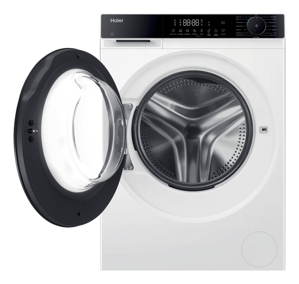 Haier X Series 5, Lavatrice Carica Frontale 8 KG, 30% più efficente della classe A, 1400 giri, Bianco, AI PowerDrive, Vapore, Wi-Fi, Smart AI, Super Fast 15', HW80-BP14357U-IT