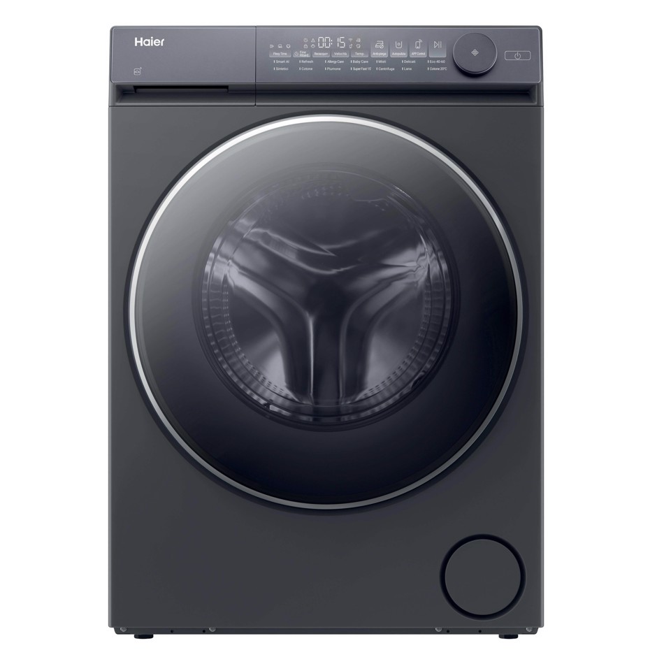 Haier X Series 7, Lavatrice Slim 9 KG, 25% più efficente della classe A, 1400 giri, Antracite, Direct Motion, Vapore, Wi-Fi, Smart AI, Scruscotto Anti-impronta, 360° ABT, HW90-B14367GTUIT