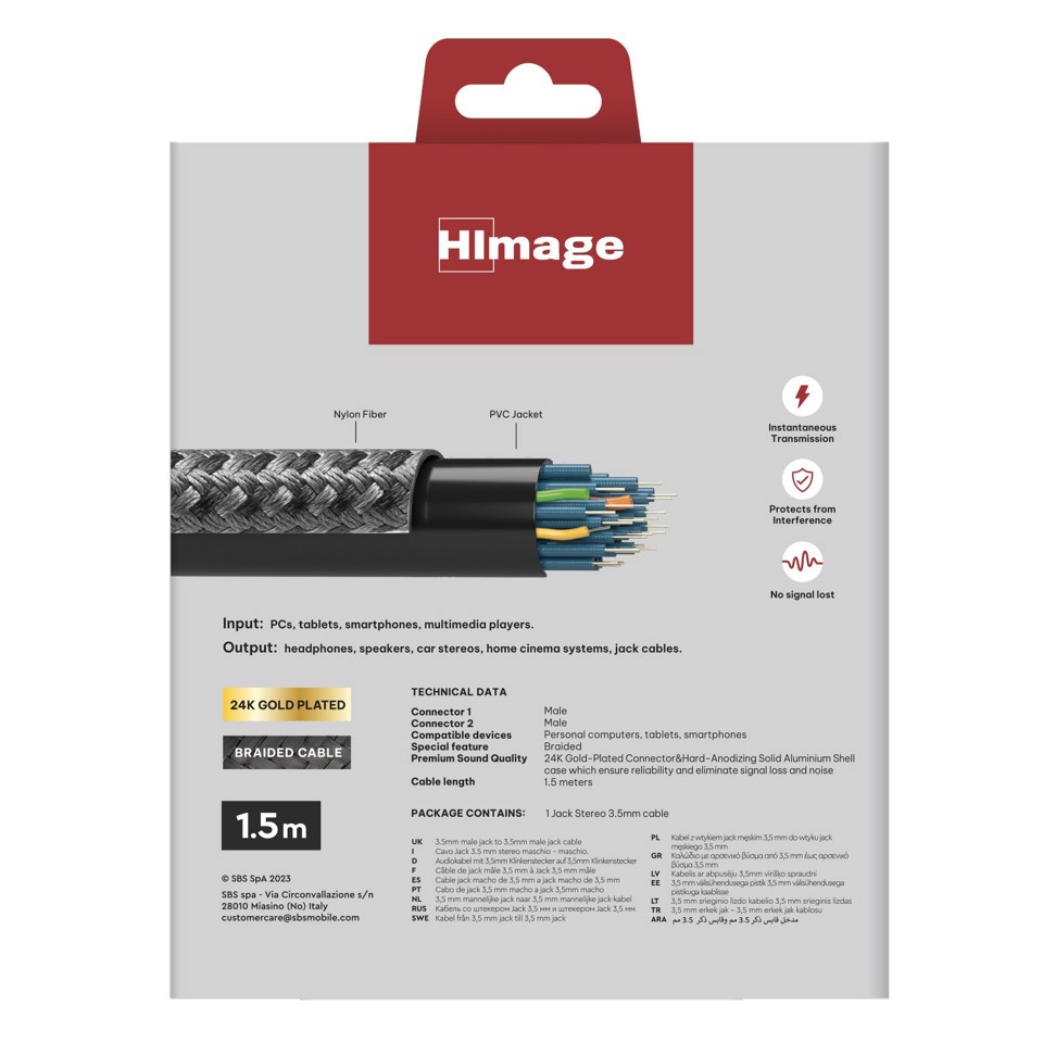 HIMAGE HIAJACK35M15MMG cavo audio 1,5 m 3.5mm Nero, Grigio