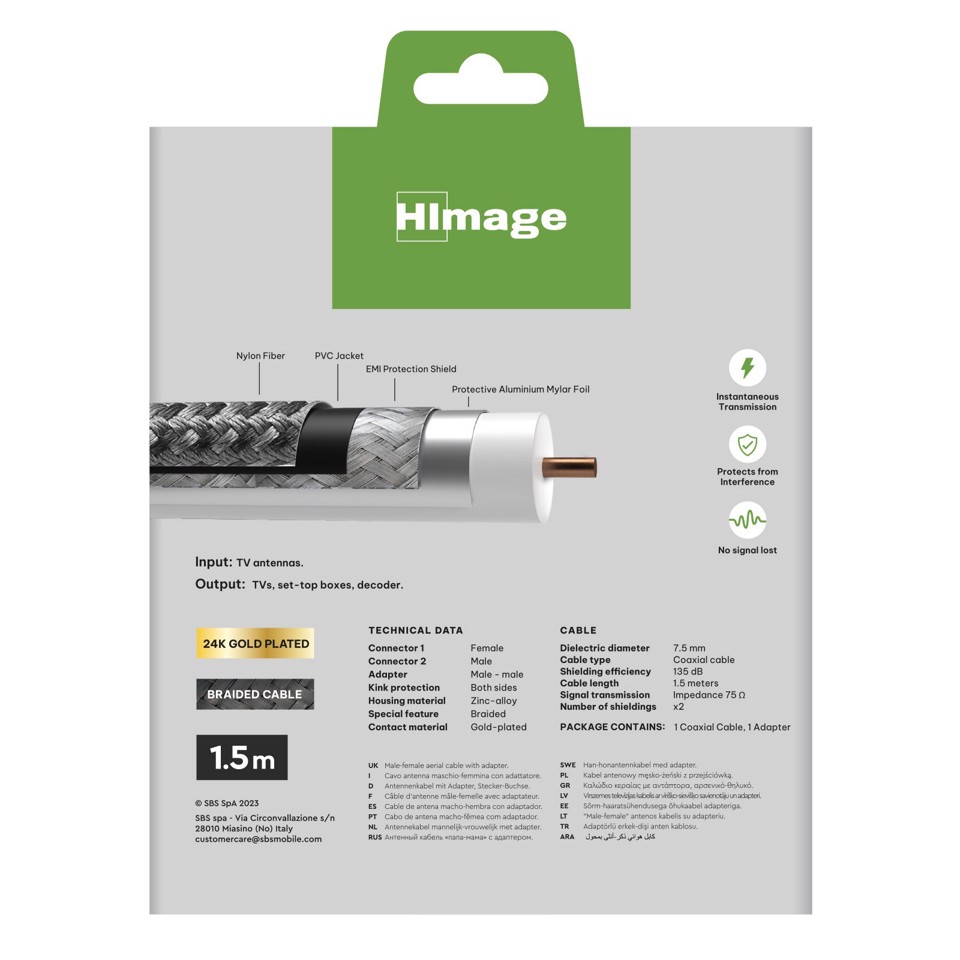 HIMAGE HIAN135DB15MFADG cavo coassiale 1,5 m Belling-Lee Grigio