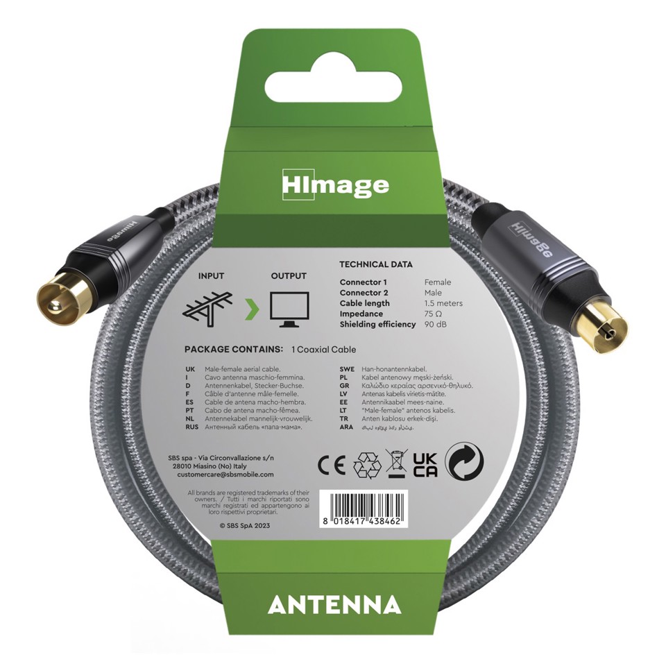 HIMAGE HIAN90DBX15MFADG cavo coassiale 1,5 m Belling-Lee Nero, Grigio