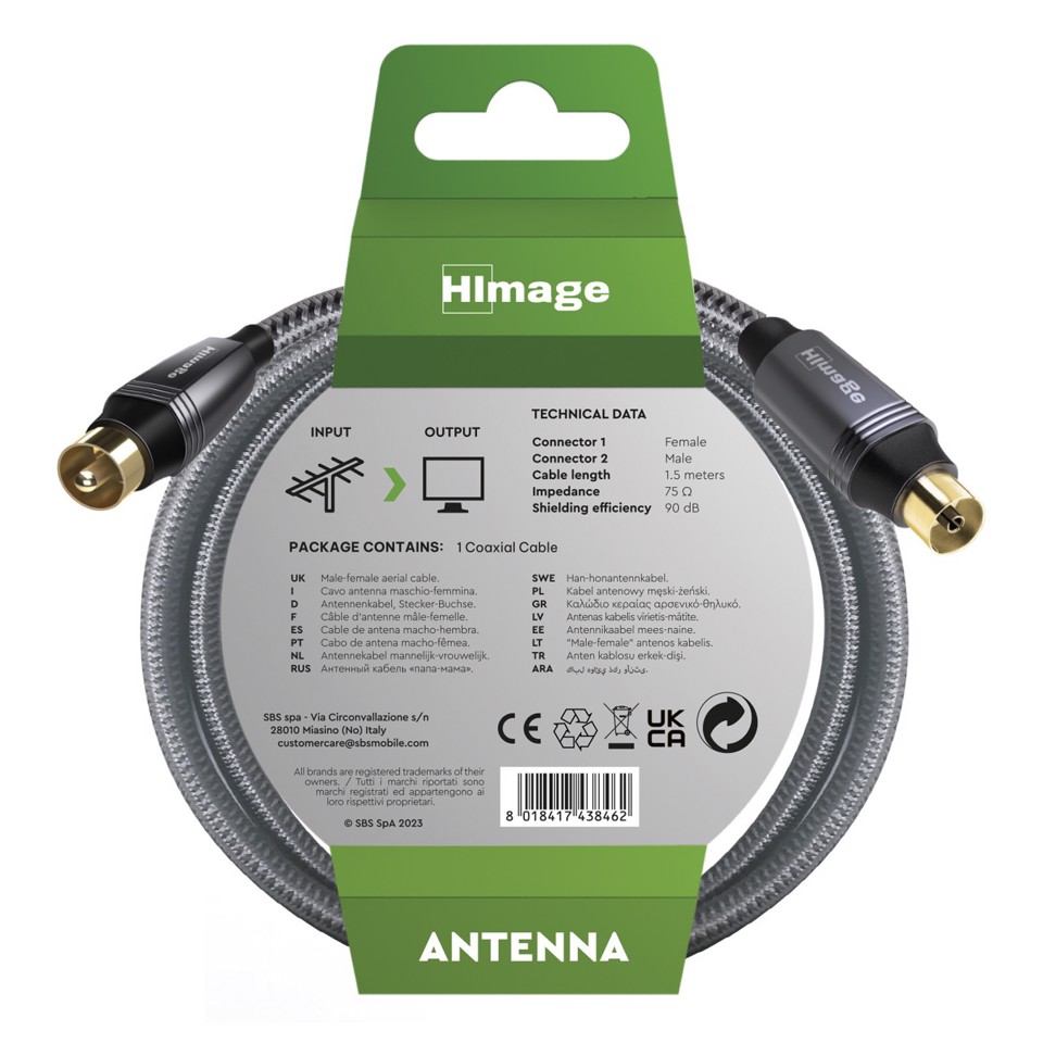 HIMAGE HIAN90DBX15MFADG cavo coassiale 1,5 m Belling-Lee Nero, Grigio