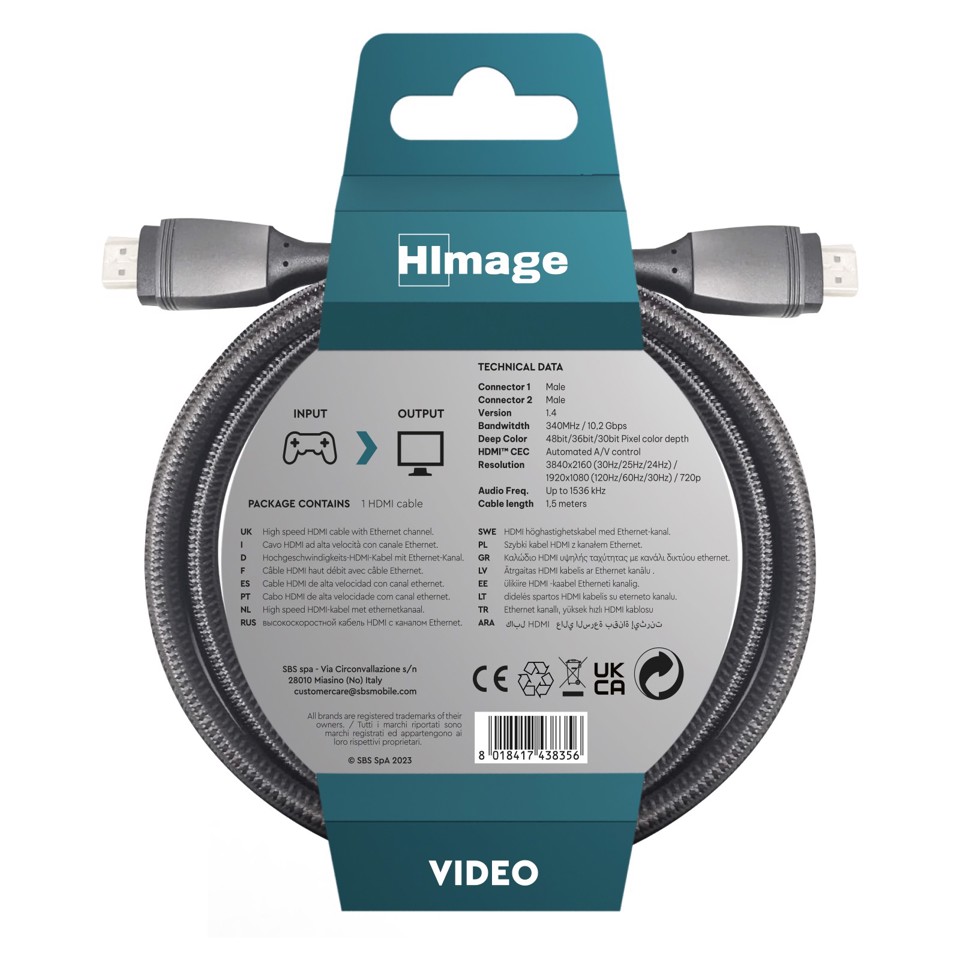 HIMAGE HIP14HDMIX15MMG cavo HDMI 1,5 m HDMI tipo A (Standard) Grigio