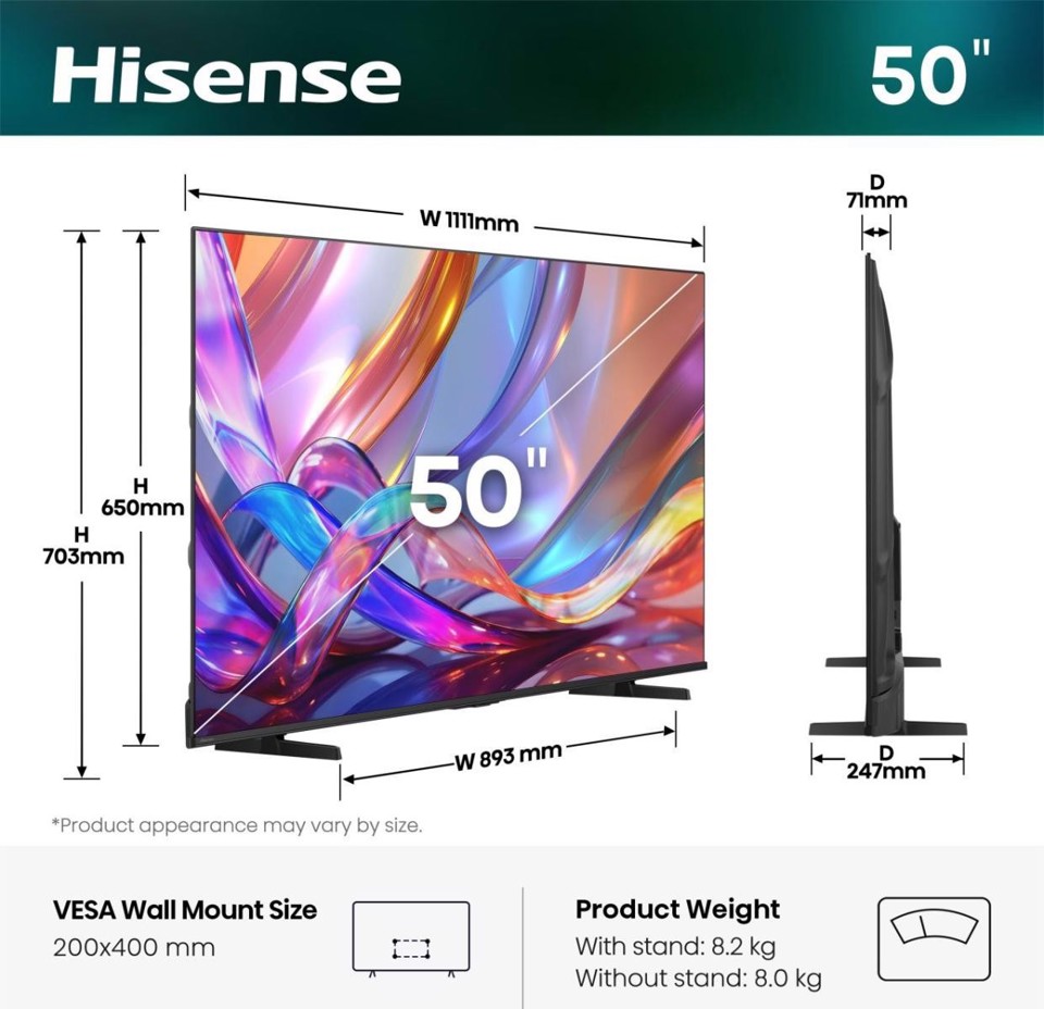 Hisense 50E79S TV 127 cm (50") 4K Ultra HD Smart TV Wi-Fi Nero