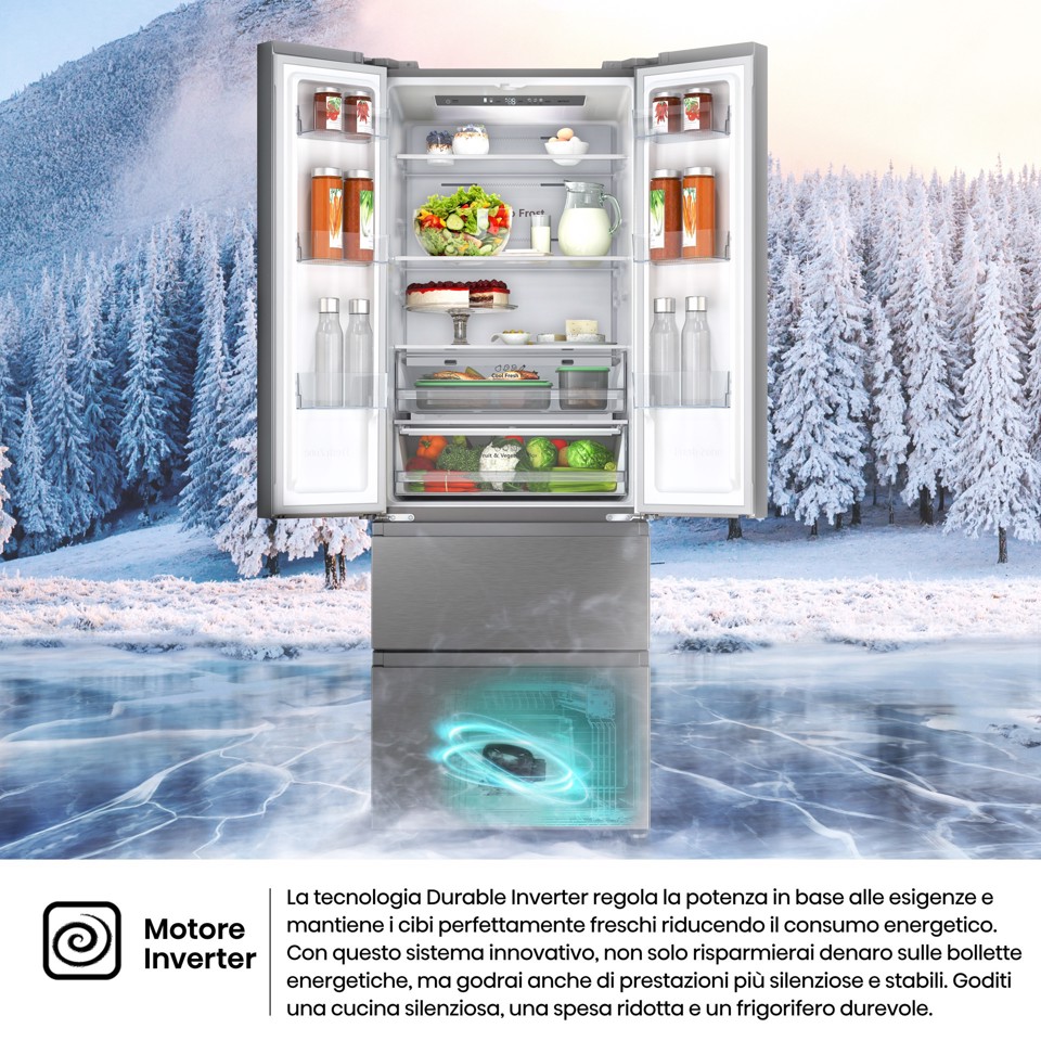 Hisense frigorifero French Door RF632N4BCE libera installazione 485L Classe E Grande capacità