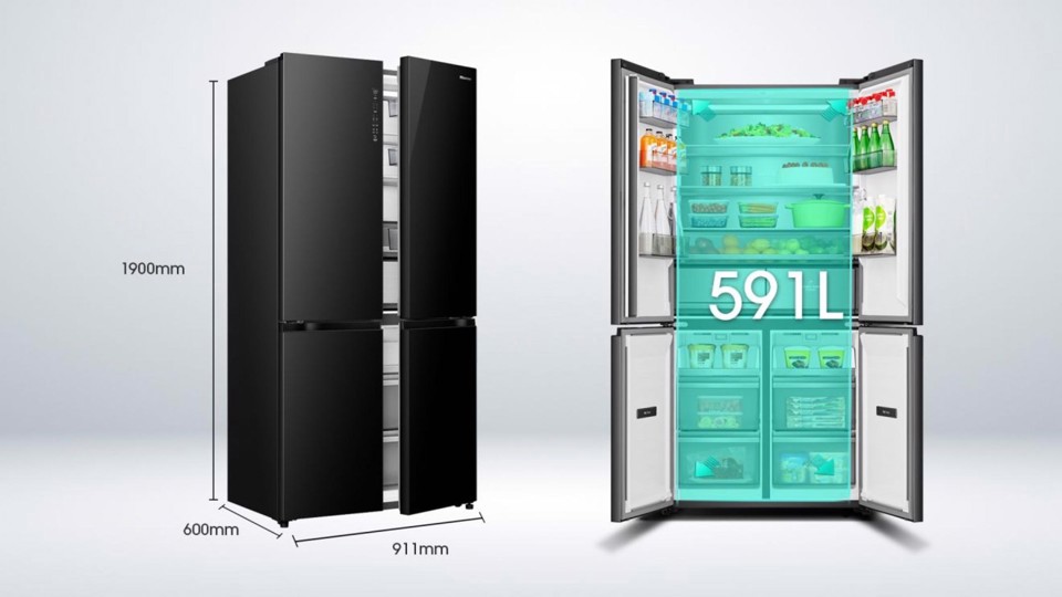 Hisense RQ768N4GBE frigorifero side-by-side Libera installazione 591 L E Nero