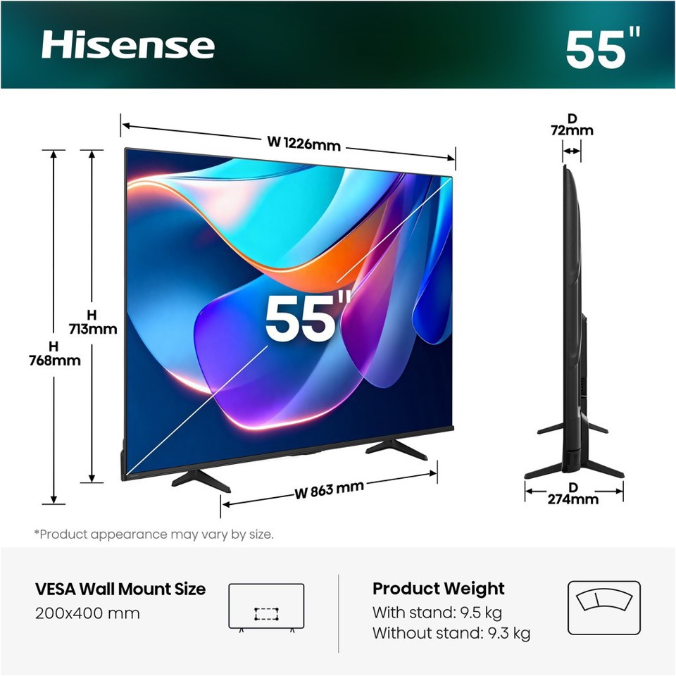 Hisense Smart TV 55" 4K 55A69S