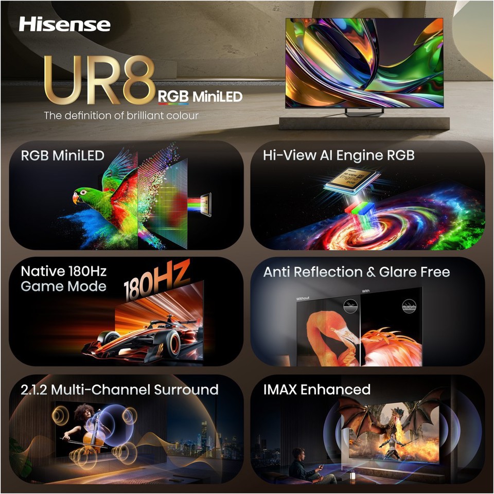 Hisense Smart TV RGB MiniLED 180Hz 55" 4K Ultra HD 55ER8S