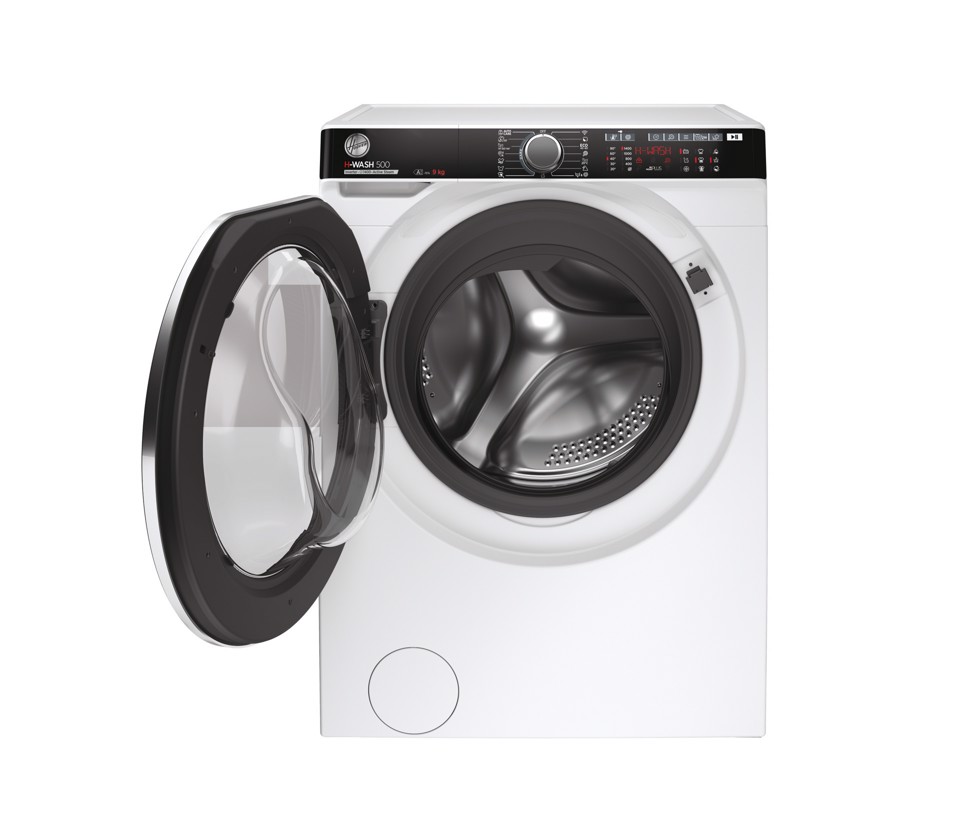Hoover H-WASH 500 , Lavatrice Carica Frontale 9 KG, 15% più efficente della classe A, 1400 giri, Bianco, Inverter, Vapore, Wi-Fi, HWP 49AMBC7/1-S