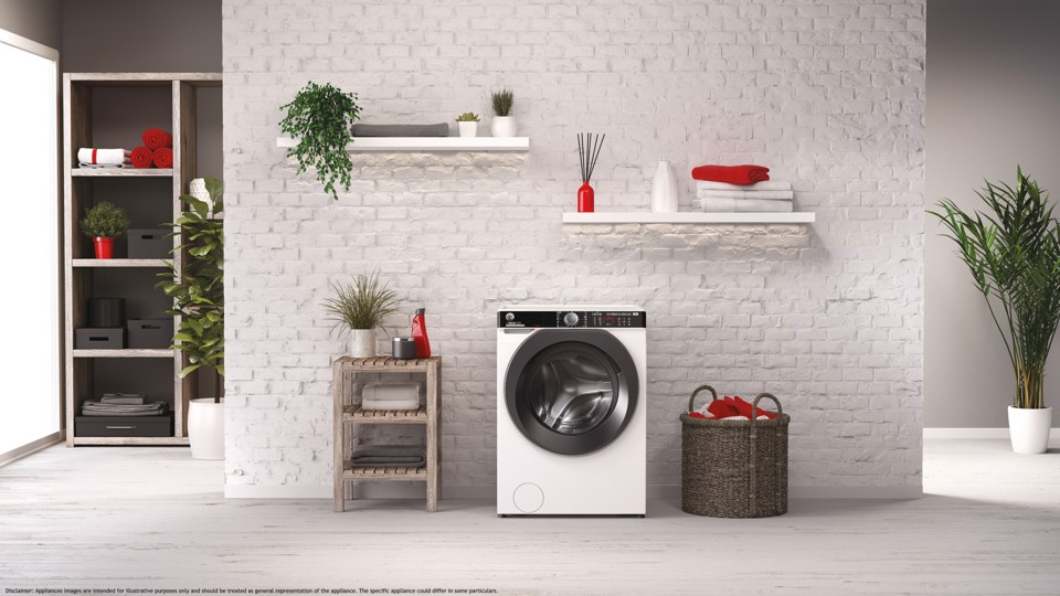 Hoover H-WASH 500 , Lavatrice Carica Frontale 9 KG, 15% più efficente della classe A, 1400 giri, Bianco, Inverter, Vapore, Wi-Fi, HWP 49AMBC7/1-S