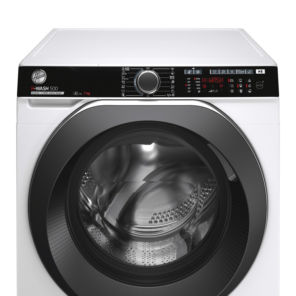 Hoover H-WASH 500 , Lavatrice Slim 7 KG, 15% più efficente della classe A, 1400 giri, Bianco, Inverter, Vapore, Wi-Fi, HWP4 47AMBC7/1-S