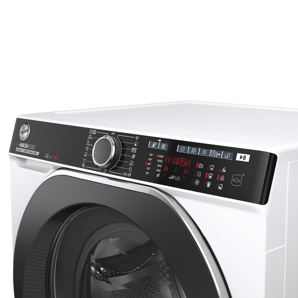 Hoover H-WASH 500 , Lavatrice Slim 7 KG, 15% più efficente della classe A, 1400 giri, Bianco, Inverter, Vapore, Wi-Fi, HWP4 47AMBC7/1-S