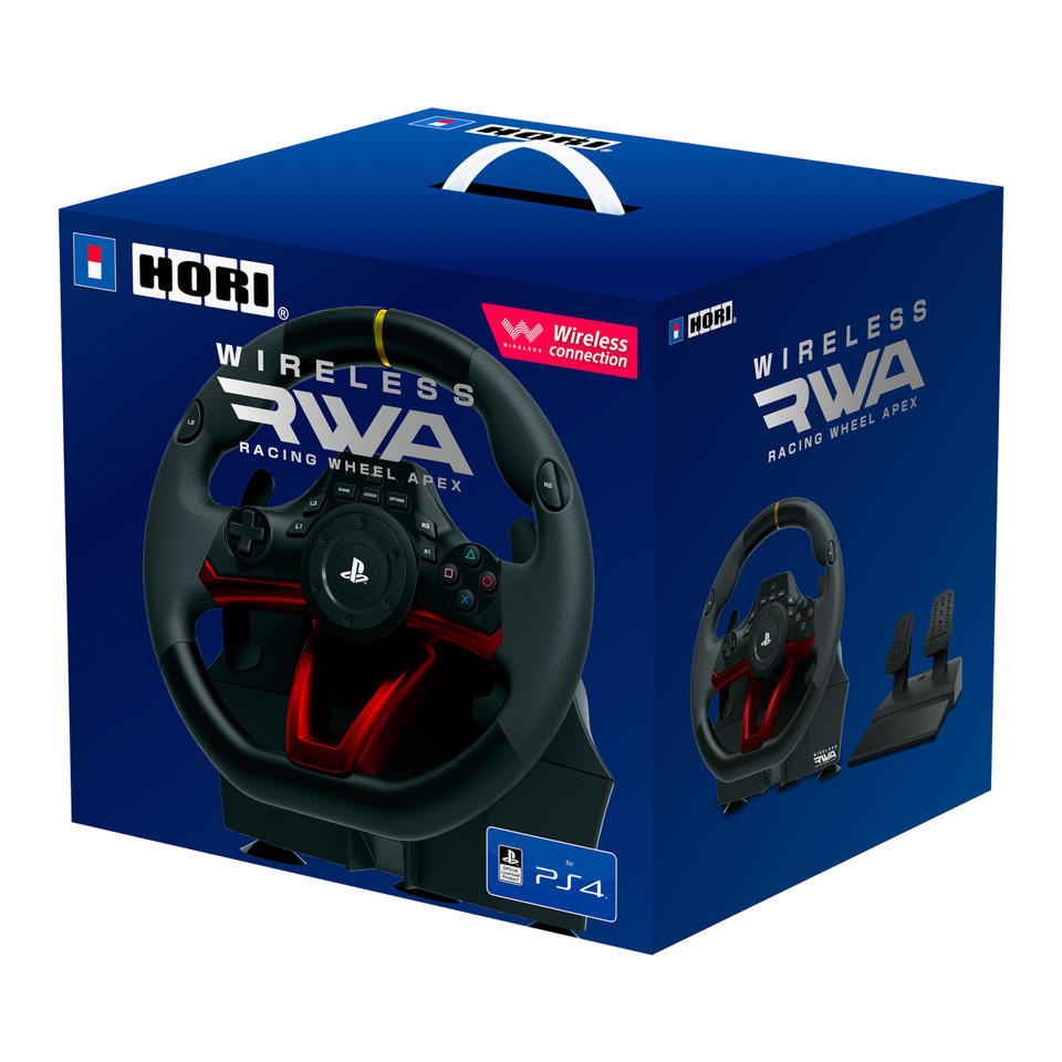 Hori Racing Wheel APEX Nero, Rosso Bluetooth/USB Sterzo + Pedali Analogico/Digitale PC, PlayStation 4