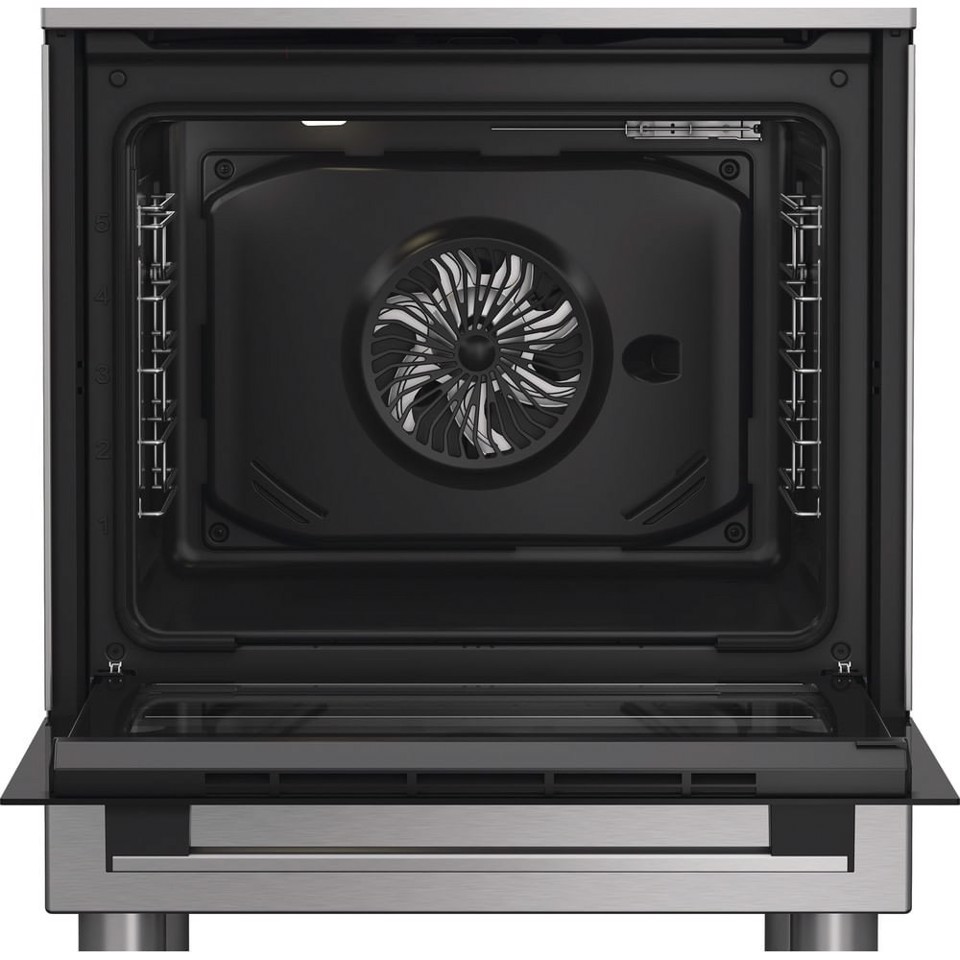 Hotpoint Ariston H6G5LMX cucina a libera installazione, 60x60cm, piano gas, forno elettrico ventilato, grill elettrico, 73 Lt, classe A, Inox