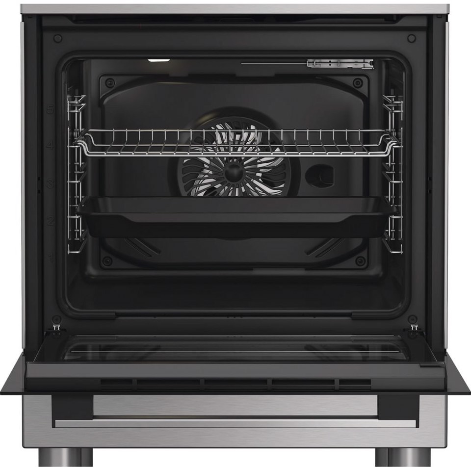 Hotpoint Ariston H6G5LMX cucina a libera installazione, 60x60cm, piano gas, forno elettrico ventilato, grill elettrico, 73 Lt, classe A, Inox