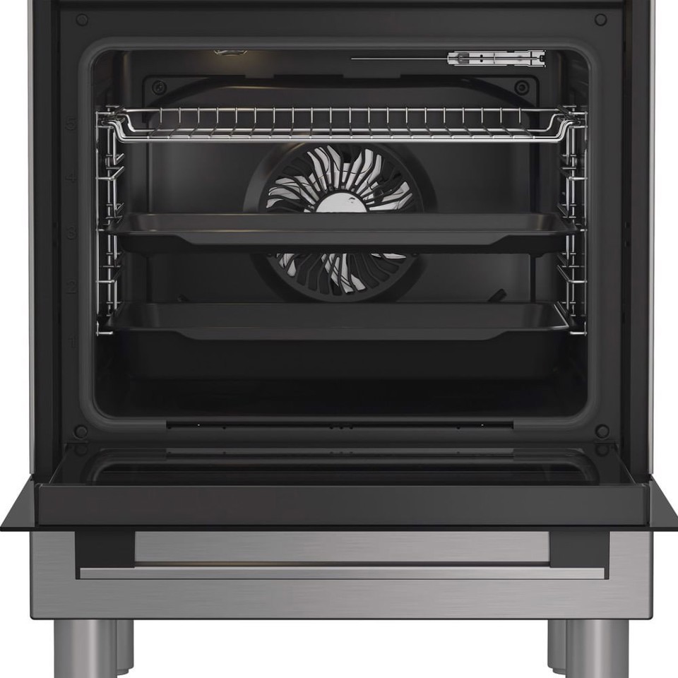 Hotpoint Ariston H6G8LMSAWX cucina libera installazione inox, 60x60cm, piano gas, forno elettrico ventilato, 72Lt, classe A