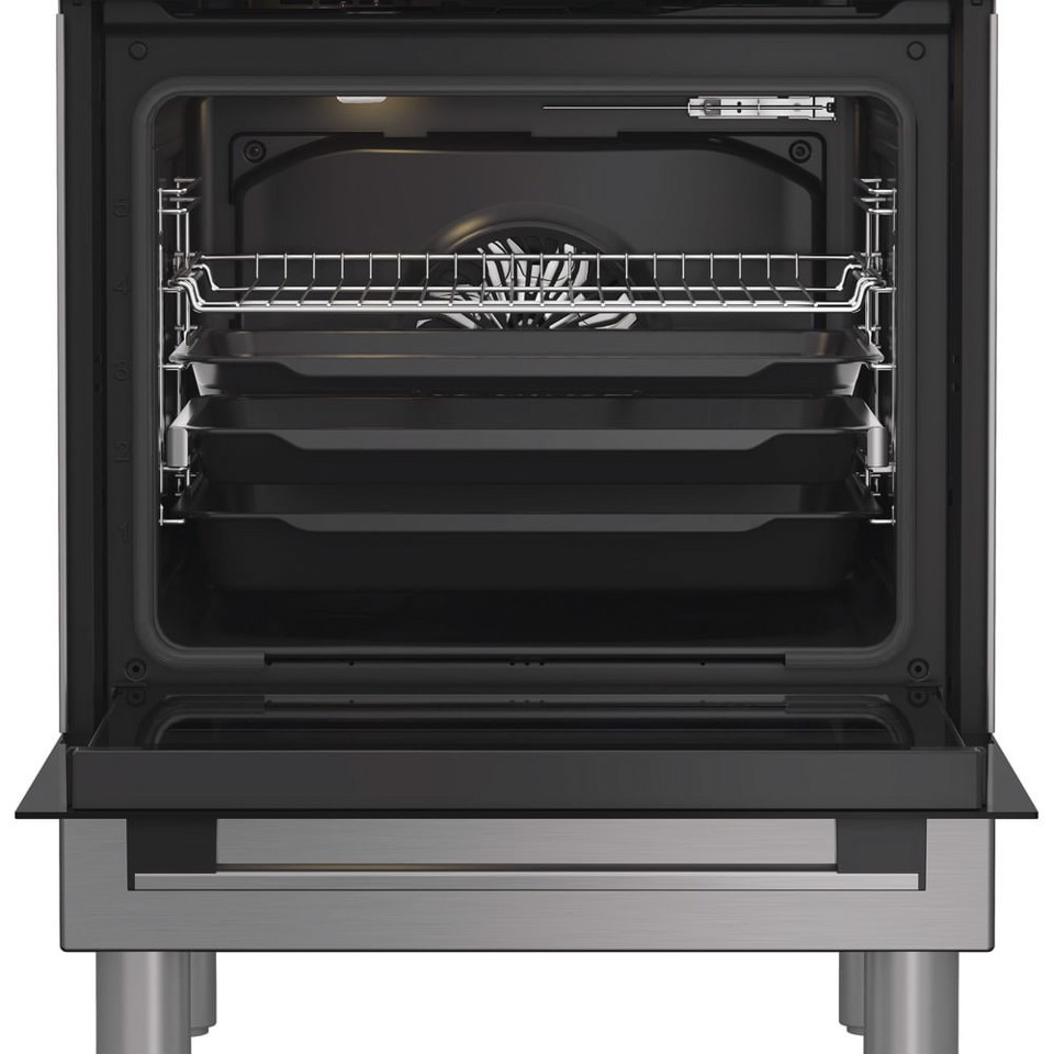 Hotpoint Ariston H6I8LMSAX cucina libera installazione inox, 60x60cm, piano induzione,forno elettrico ventilato, 73Lt, classe A